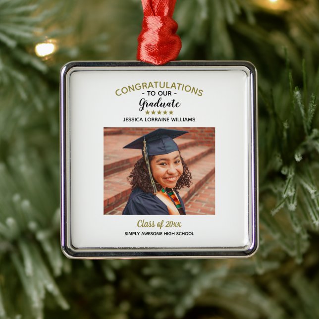 Congratulations Custom Photo Graduate Graduation Metal Ornament (Tree)