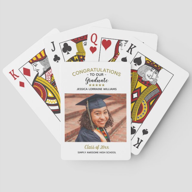 Congratulations Custom Photo Graduate Graduation Playing Cards (Back)