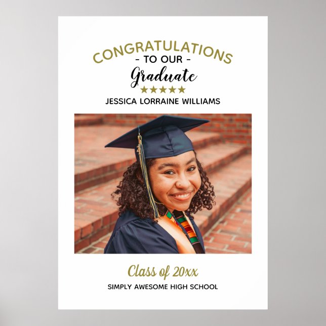 Congratulations Custom Photo Graduate Graduation Poster (Front)