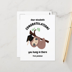 Congratulations Cute Sloth Graduation Custom Card