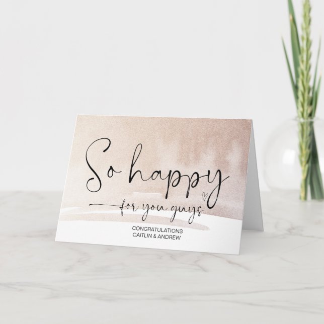 Congratulations Cute Wedding Engagement So Happy C Card (Front)