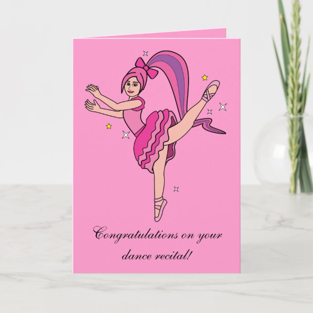 Congratulations Dance Recital Ballerina with Bow Card (Front)