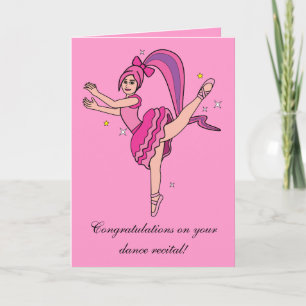 Congratulations Dance Recital Ballerina with Bow Card