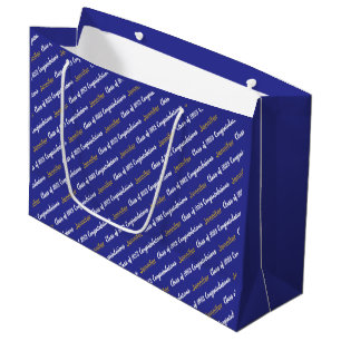 Congratulations Deep Blue White Gold Class of 2025 Large Gift Bag