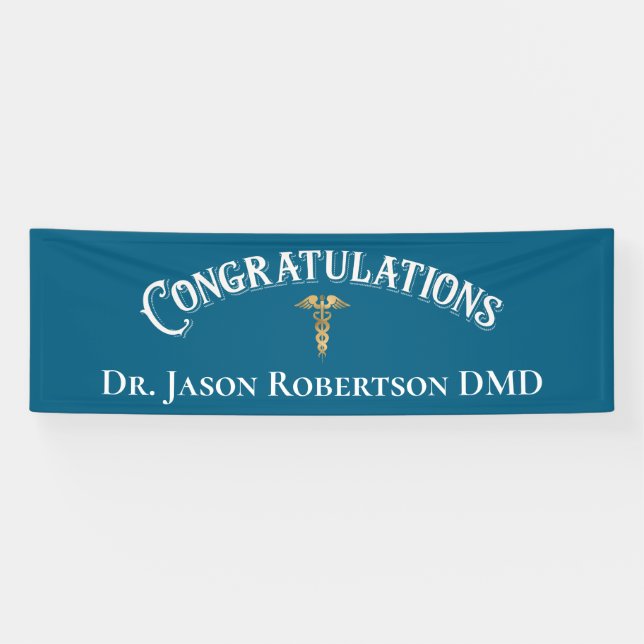 Congratulations Dentist Dental Elegant Black Gold Banner (Horizontal)