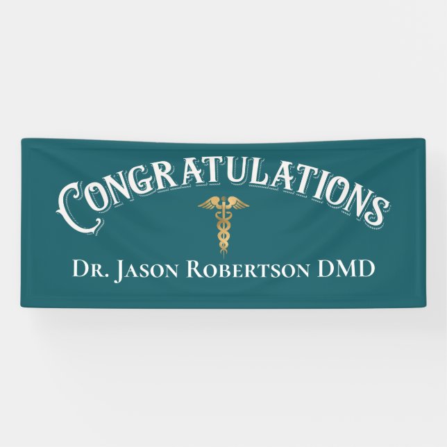 Congratulations Dentist Dental Modern Blue Grad Ba Banner (Horizontal)