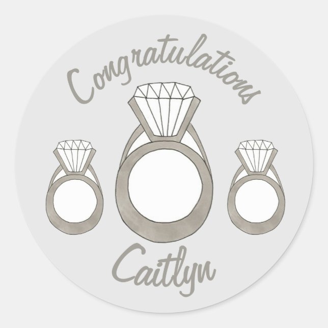 Congratulations Diamond Ring Bridal Shower Wedding Classic Round Sticker (Front)