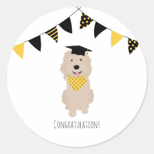 Congratulations Doodle Dog Graduation Cap Classic Round Sticker