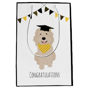 Congratulations Doodle Dog Graduation Cap Medium Gift Bag