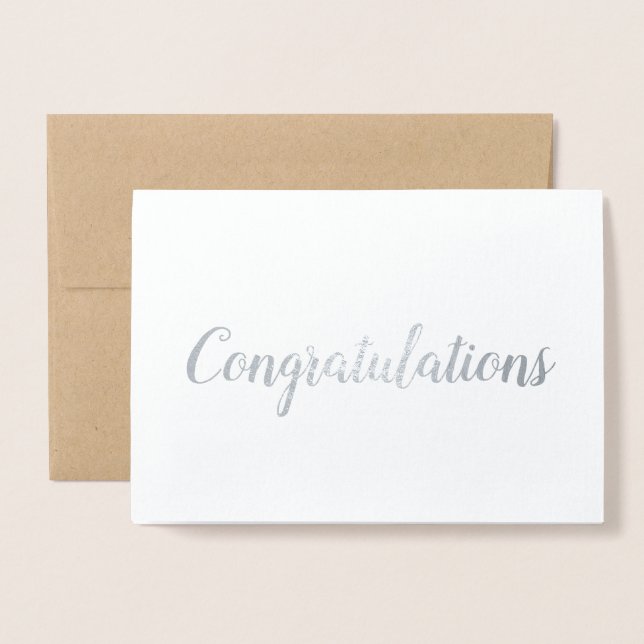 Congratulations Elegant Brush Brushstroke Script Foil Card (Front With Envelope)