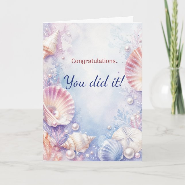 Congratulations Elegant Coastal Seashell Watercolo Card (Front)