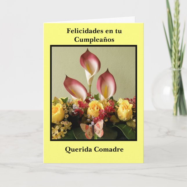 Congratulations en tu cumpleaños dearest comadre card (Front)