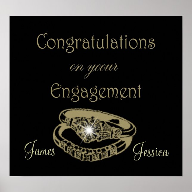 Congratulations Engagement Rings Customizable Post Poster (Front)