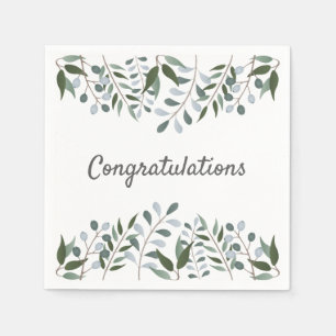 Congratulations Eucalyptus Greenery Floral  Napkin