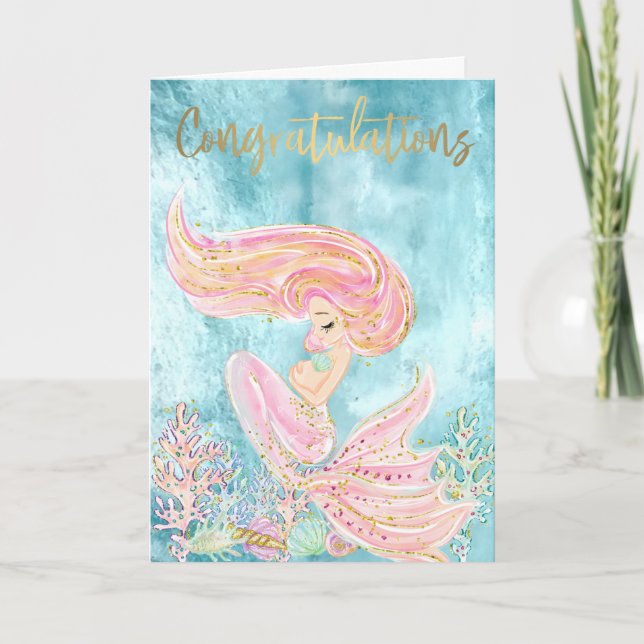 Congratulations Expecting Mermaid Pregnant Card (Front)