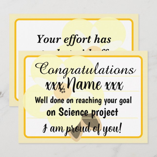 Congratulations Fantastic Effort Today Card (Front/Back)