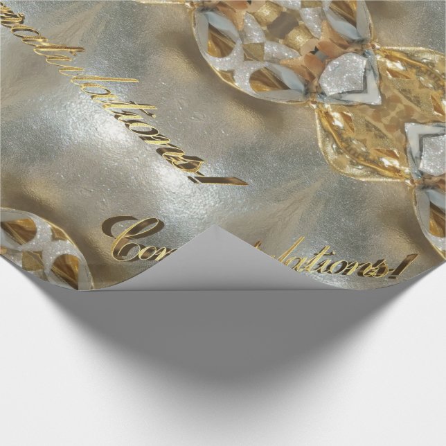Congratulations Faux Gold Foil Script Elegant Chic Wrapping Paper (Corner)