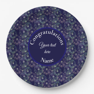 Congratulations Fireworks Personalized     Paper Plate