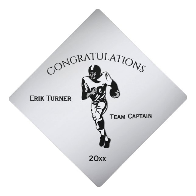 Congratulations Football Player Graduation Cap Topper (Front)