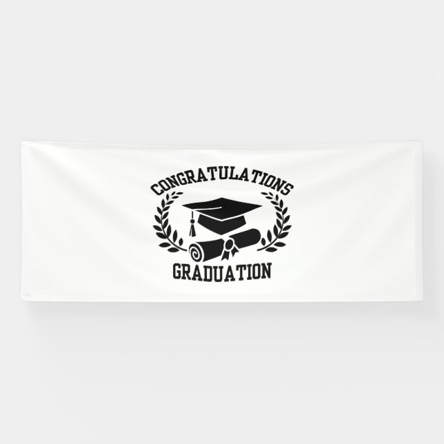 Congratulations For Graduation 4x10 Vinyl Banner (Horizontal)