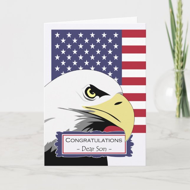 Congratulations for Son Basic Training, Eagle Card (Front)