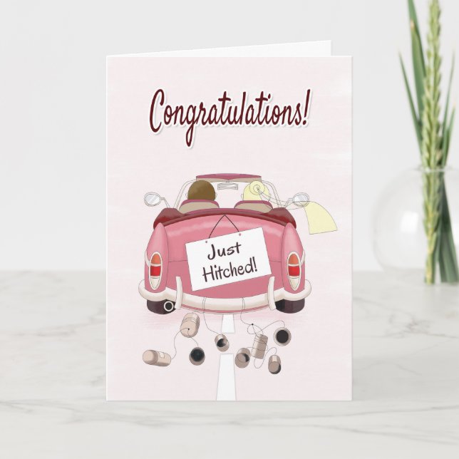 Congratulations for Wedding with Couple in Car Card (Front)