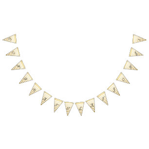 Congratulations! French Hand-Lettering Gold Foil Bunting Flags