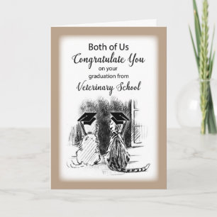 Congratulations from Both of Us on Veterinary Scho Card