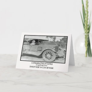 Congratulations getting drivers license, old car. card