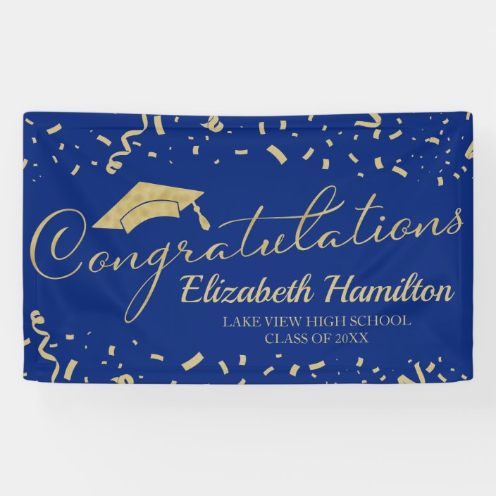 Congratulations Gold And Blue Graduation Banner | Zazzle.ca