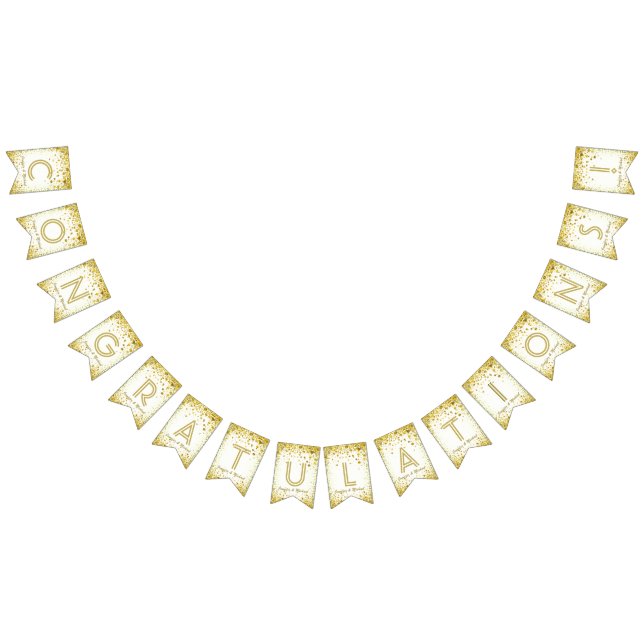 ☆CONGRATULATIONS☆ Gold Confetti Bunting Flags (All)