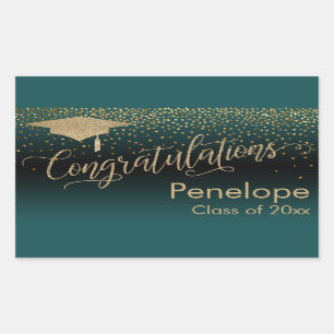 Congratulations Gold Confetti Graduation Teal Sticker