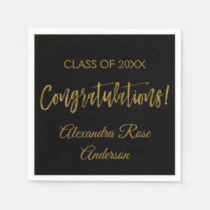 Congratulations Gold Foil and Black Elegant Napkin