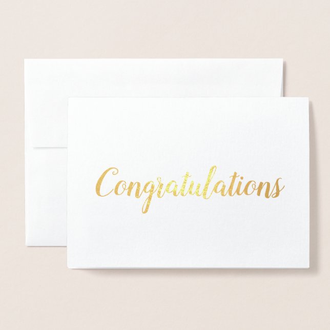 Congratulations Gold Foil Brush Brushstroke Script Foil Card (Front With Envelope)