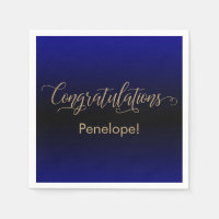 Congratulations Gold Glitter Blue Black Ombre