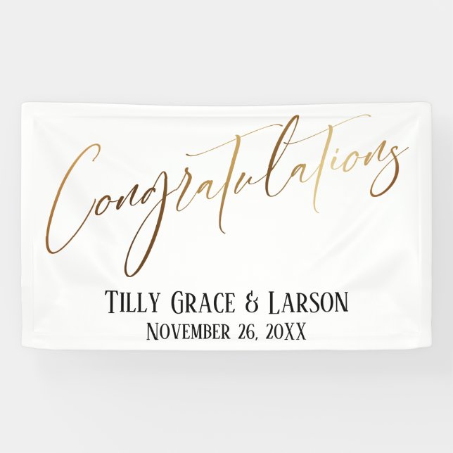 Congratulations Gold Handwriting Typography Banner (Horizontal)
