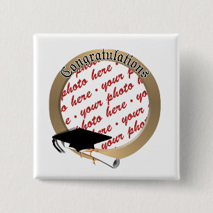 'Congratulations' Gold Photo Frame 2 Inch Square Button