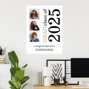 Congratulations Grad 2024 Graduation Name 3 Photos Poster