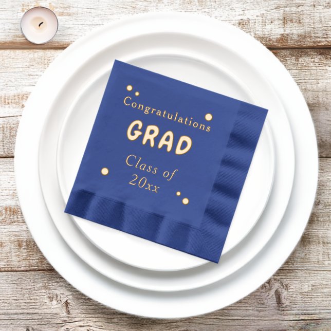 Congratulations Grad Class of Year Foil Napkins (Inisitu)