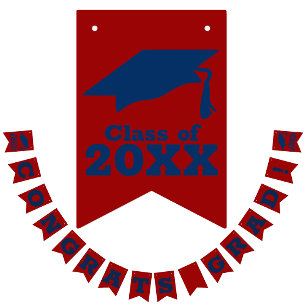 Congratulations Grad Dark Red and Blue Bunting Flags