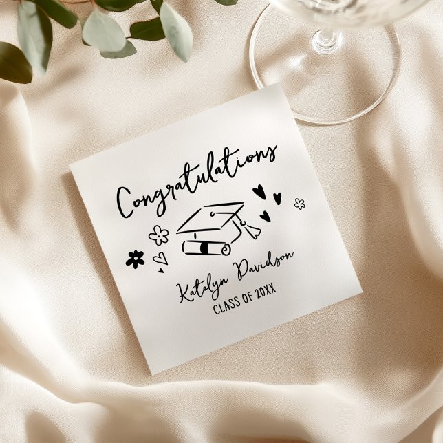 Congratulations Grad Doodle Beverage Napkin (Creator Uploaded)