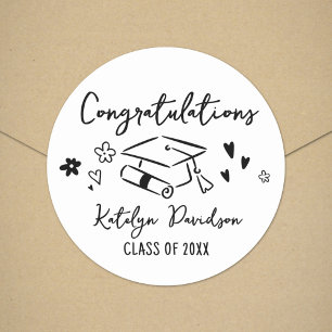Congratulations Grad Doodle Classic Round Sticker