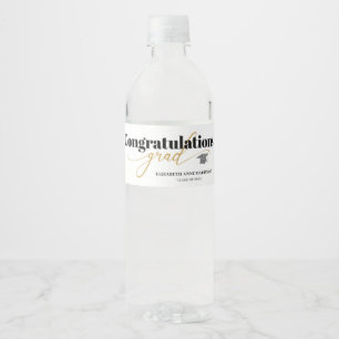 Congratulations Grad Gold Script Water Bottle Label
