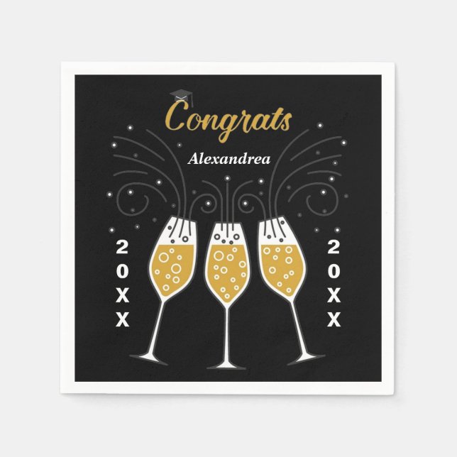 Congratulations Grad Graduation Gold Custom Napkin (Front)