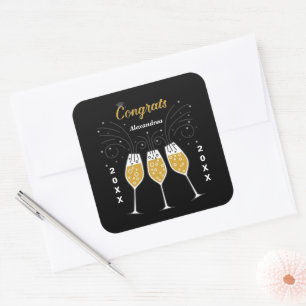 Congratulations Grad Graduation Gold Custom Square Sticker