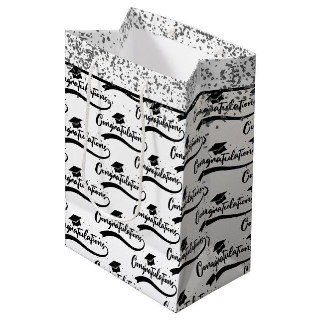 Congratulations grad hat  medium gift bag (Front Angled)