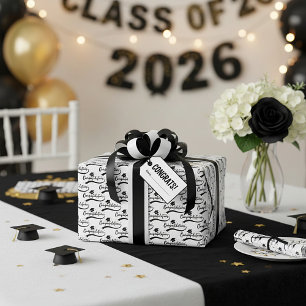 Congratulations grad hat wrapping paper
