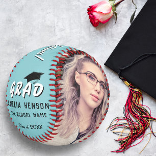 Congratulations Grad Mint Blue 2 Photo Graduation Softball