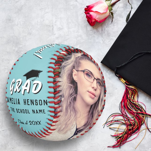 Congratulations Grad Mint Blue 2 Photo Graduation Softball (Creator Uploaded)