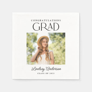 Congratulations Grad Modern Photo Graduation Napkin